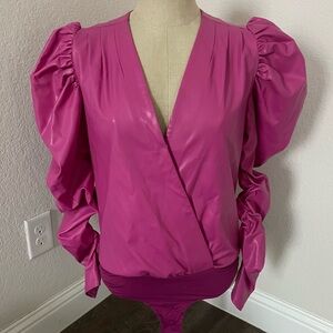 Buddy Love Pink Faux Leather Bodysuit